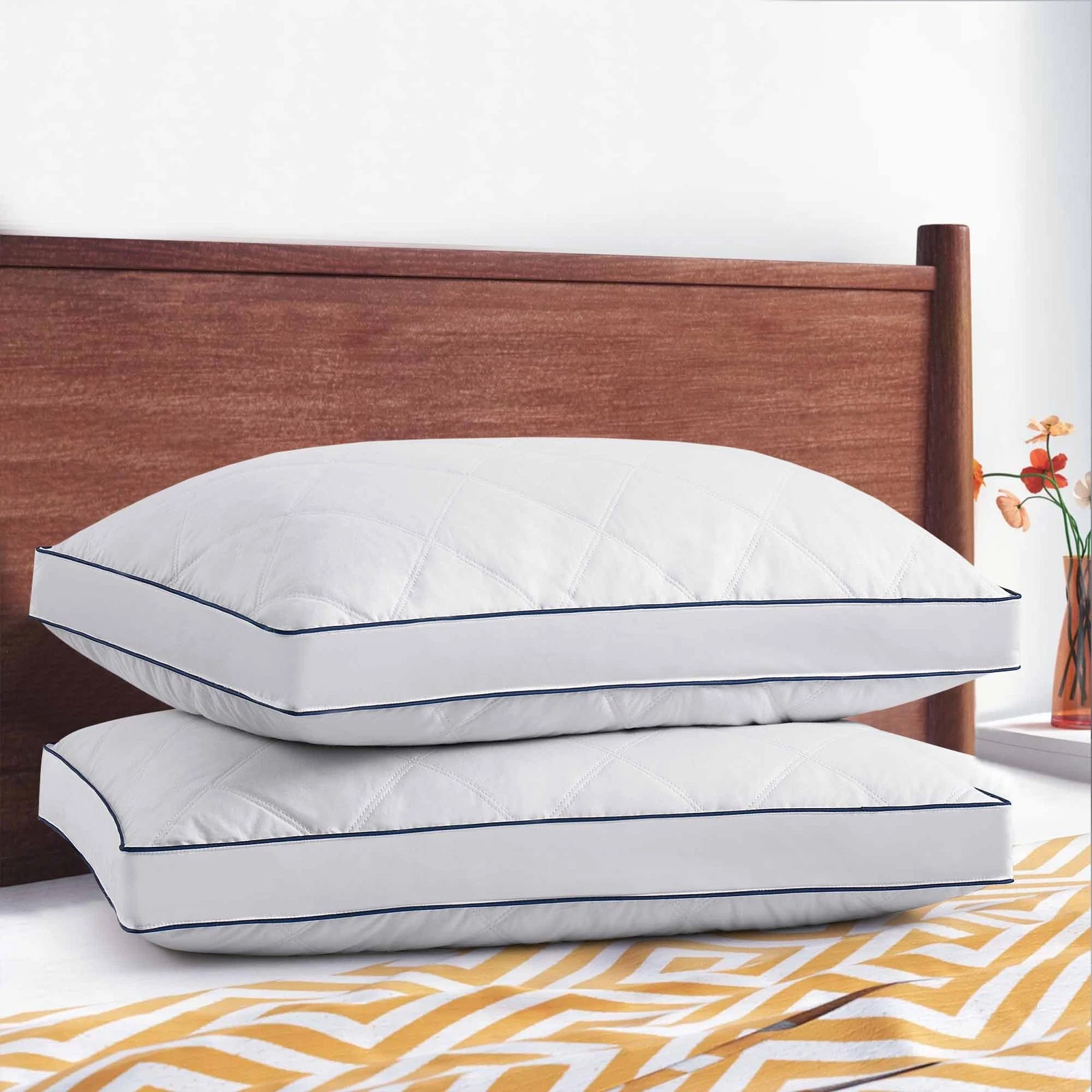 Grey Goose Down Feather Gusseted Pillows Set of 2 
